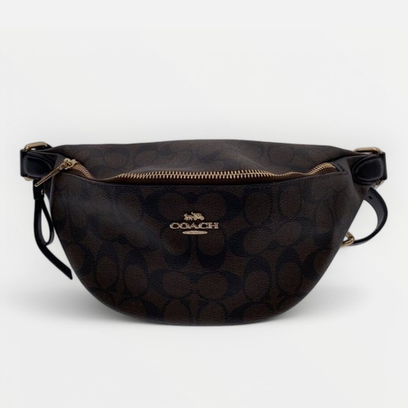 COACH Signature Hip Bag F48739 Waist Bag Authentic Women H:4.13” W:9.25” - Picture 7 of 9